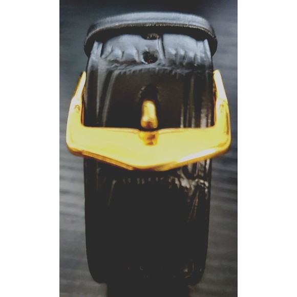 RARE Vintage Seiko New Old Stock Men's Classic Tank Barrel Gold Black Watch * - Picture 6 of 7